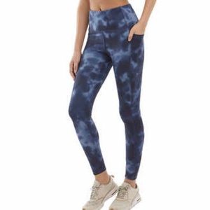 Danskin Camo Tie Dye High Rise 7/8 Soft Leggings Blue with Pockets NWT